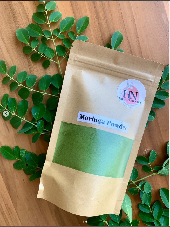 A bag of moringa powder.